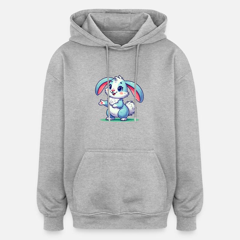 Bande dessinée Bunny - Sweat à capuche oversize unisexe - gris chiné
