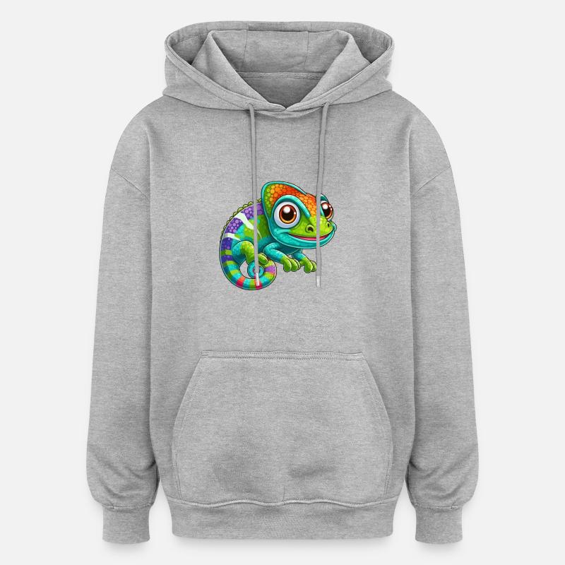 Caméléon - Sweat à capuche oversize unisexe - gris chiné