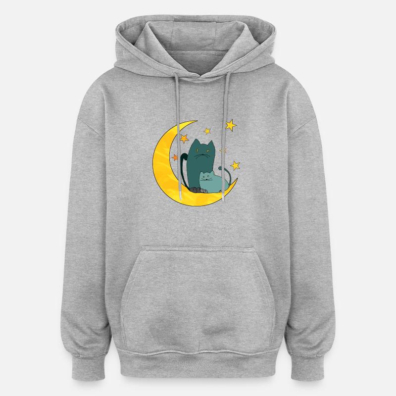 Chats - Sweat à capuche oversize unisexe - gris chiné