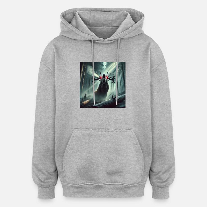 PRIMAL CERF - Sweat à capuche oversize unisexe - gris chiné