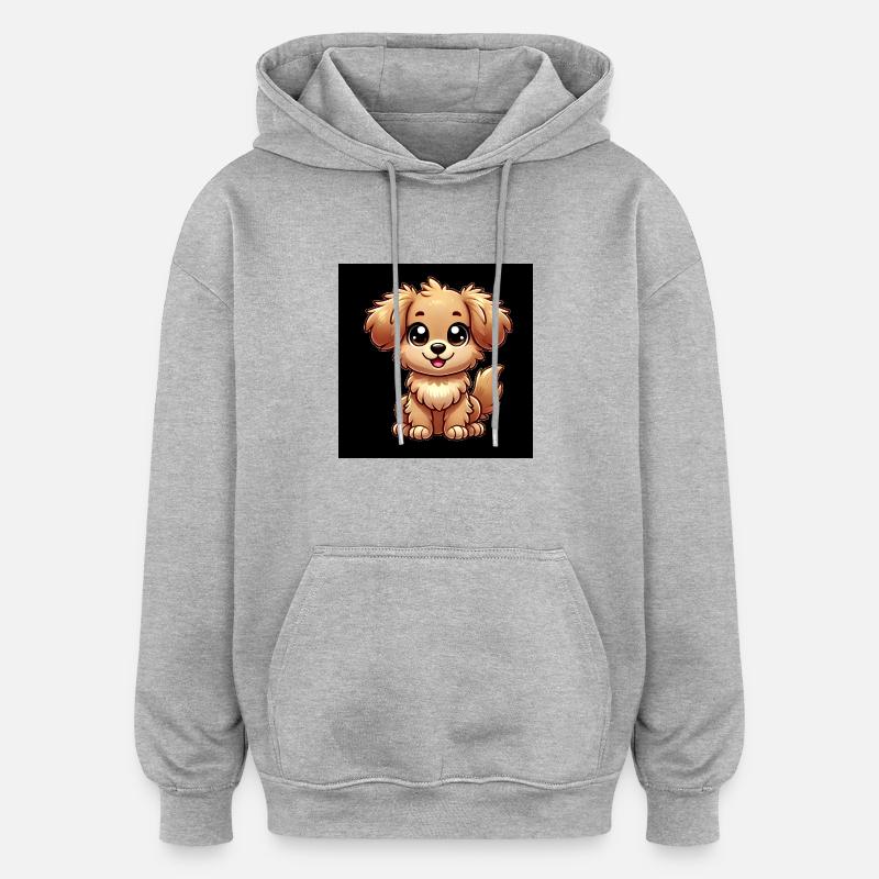 Chien mignon - Sweat à capuche oversize unisexe - gris chiné