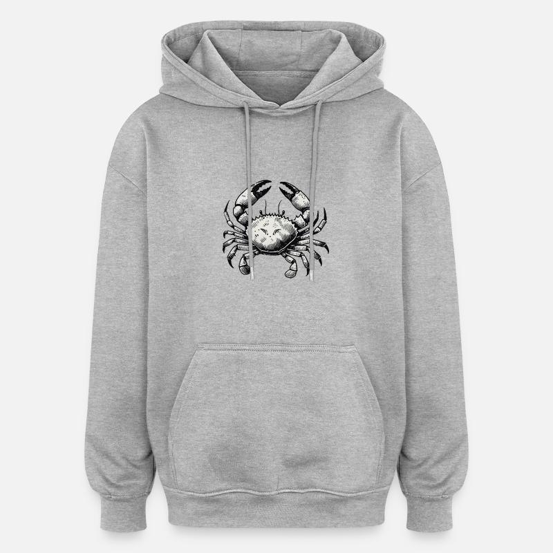 crabe - Sweat à capuche oversize unisexe - gris chiné