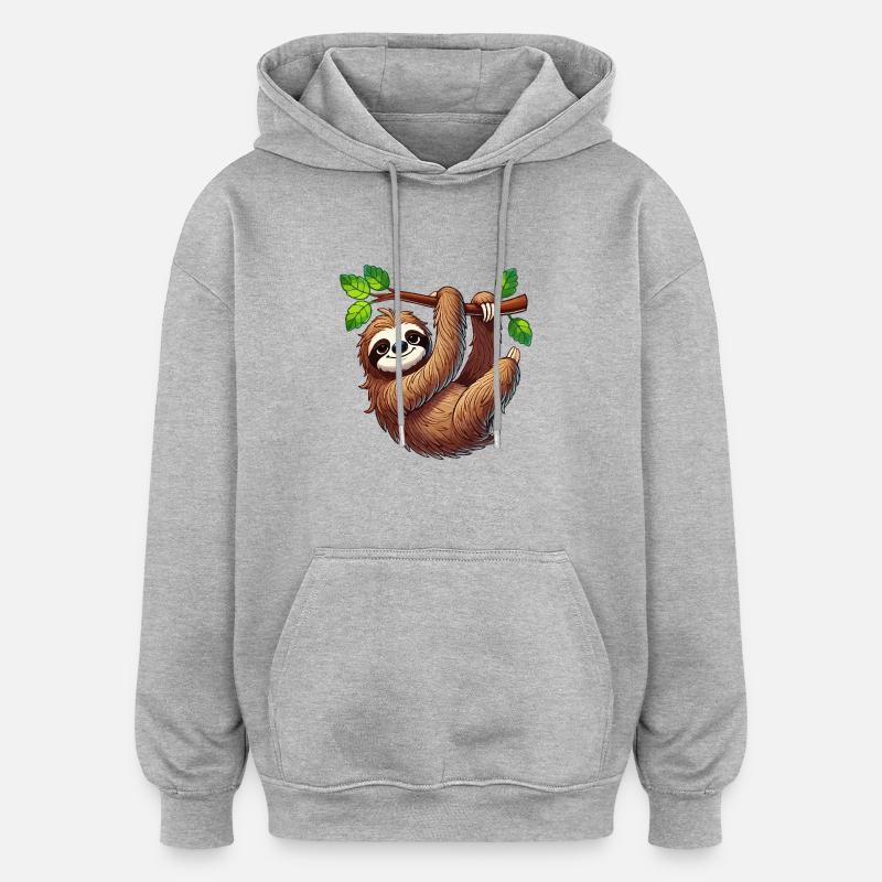 Faultier - Oversized Unisex Hoodie - Grau meliert