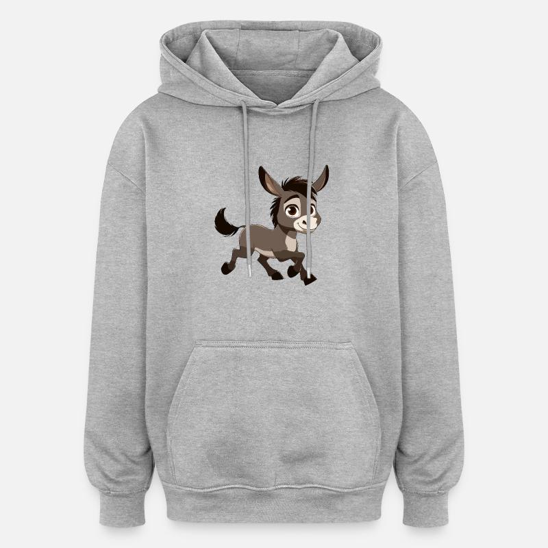 Gris âne - Sweat à capuche oversize unisexe - gris chiné