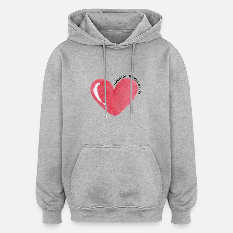 Questo cuore batte per te - Felpa con cappuccio unisex oversize - grigio melange