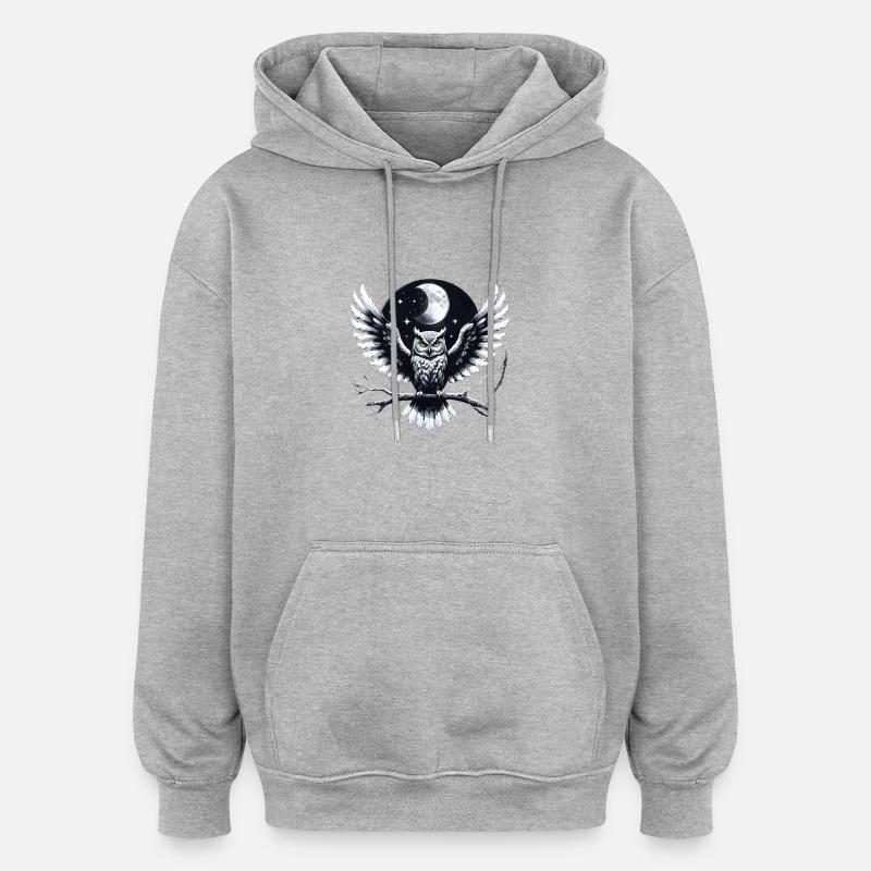 eule - Oversized Unisex Hoodie - Grau meliert