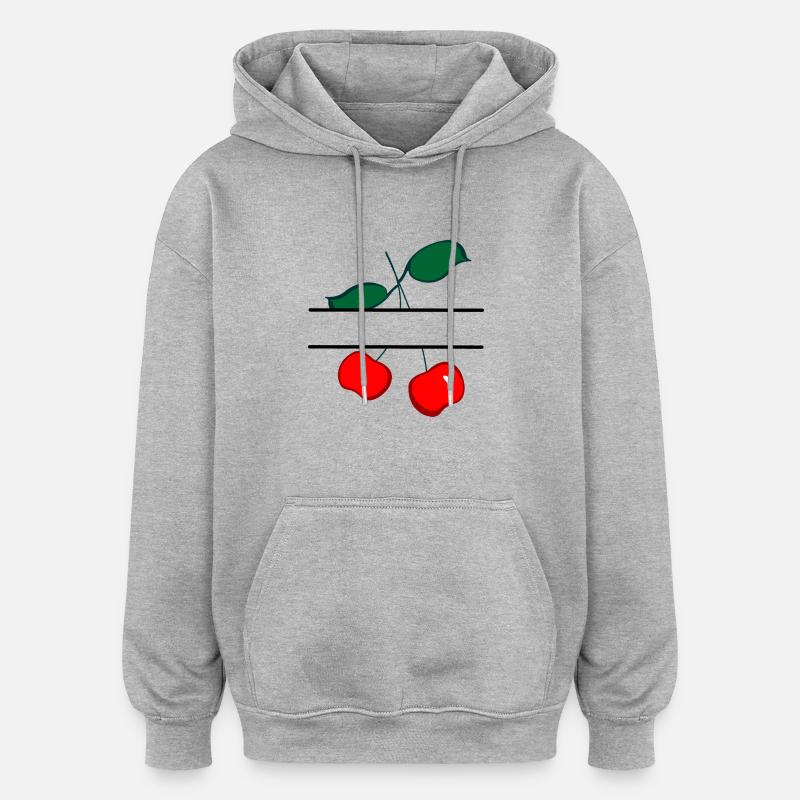 Bannière cerise - Sweat à capuche oversize unisexe - gris chiné