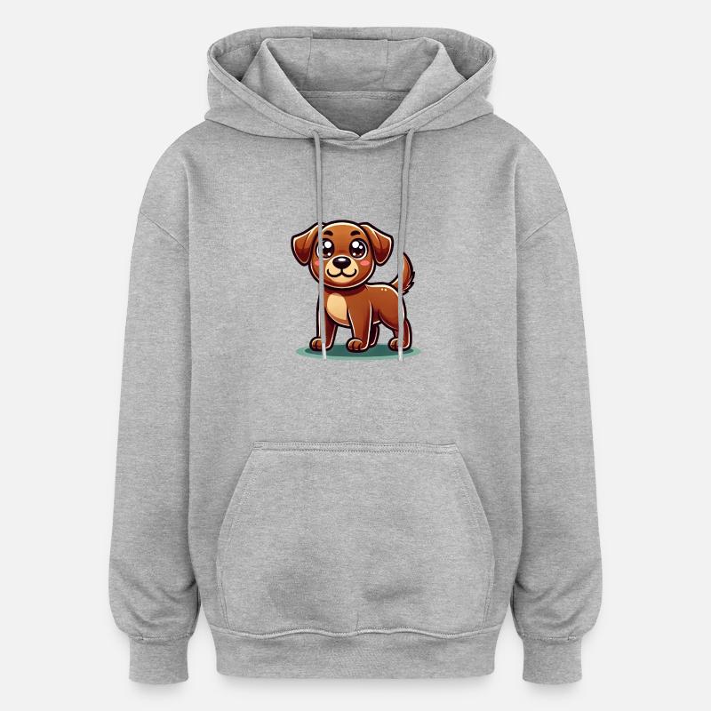 Hund Comic Kinder - Oversized Unisex Hoodie - Grau meliert