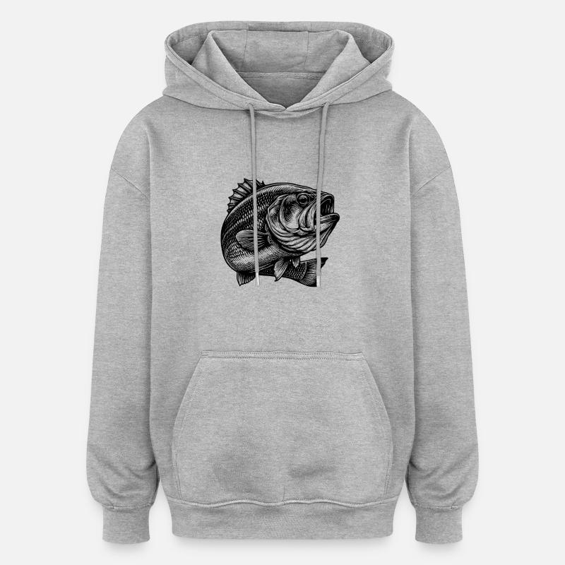 Pêche à l’achigan - Sweat à capuche oversize unisexe - gris chiné