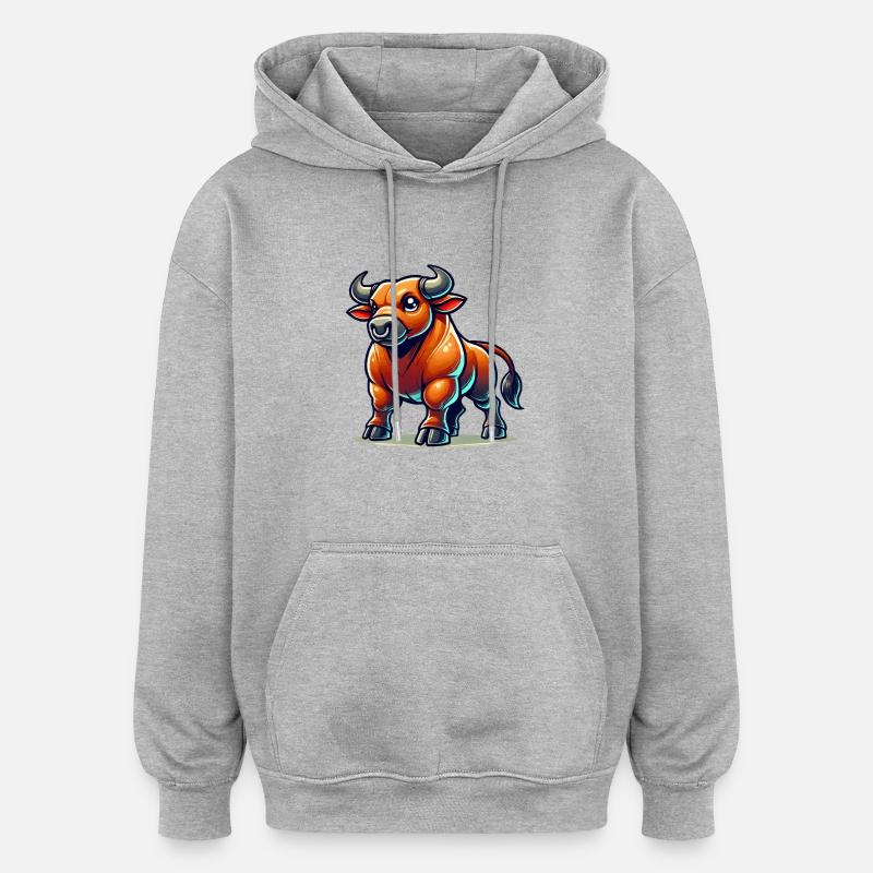 Taureau Bande dessinée - Sweat à capuche oversize unisexe - gris chiné