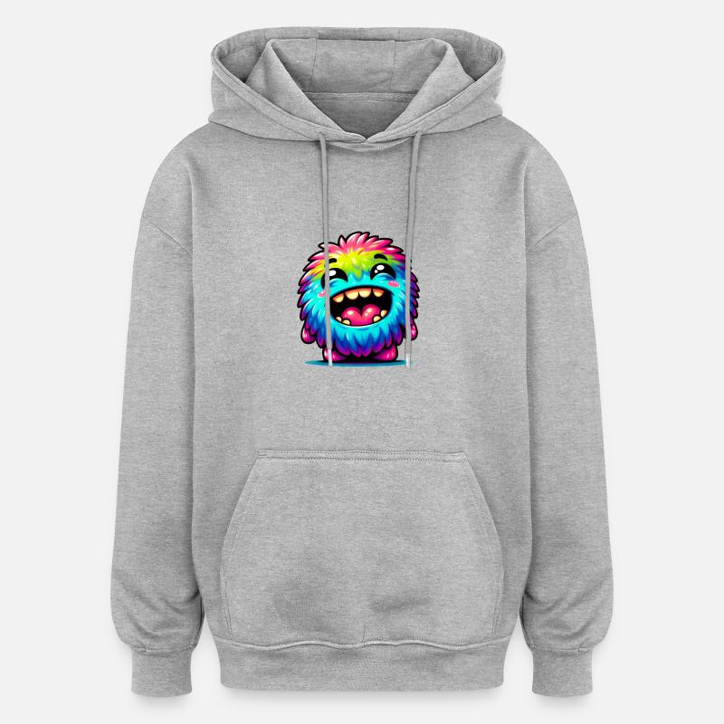 Petit monstre mignon - Sweat à capuche oversize unisexe - gris chiné