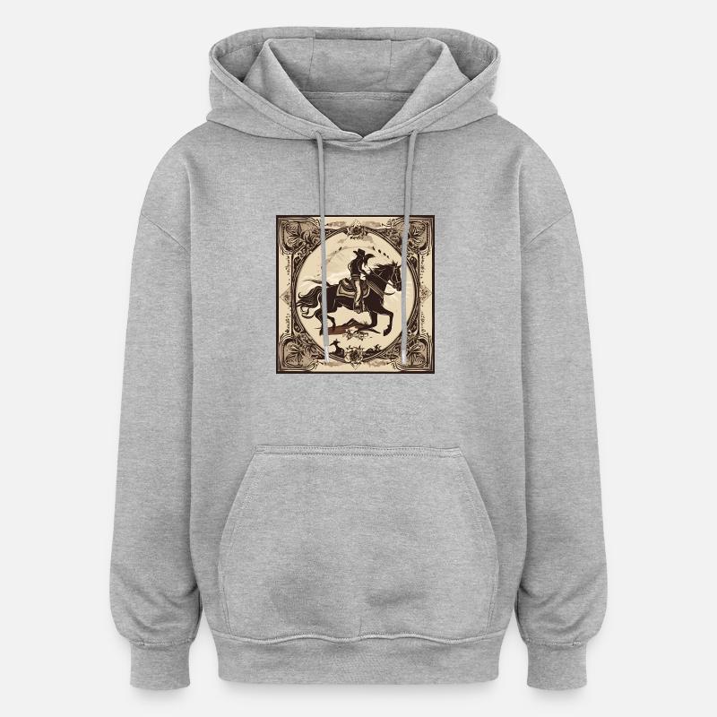 Cowboy Design 2 - Sweat à capuche oversize unisexe - gris chiné