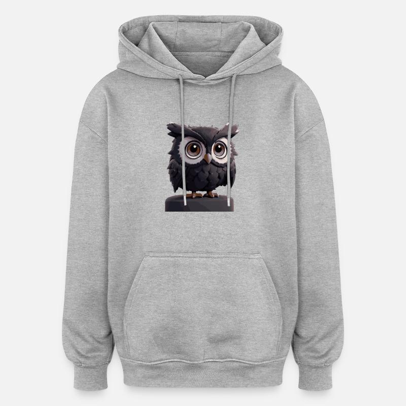 Eule Comic - Oversized Unisex Hoodie - Grau meliert