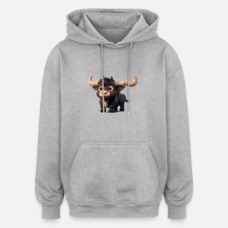 Stier Comic - Oversized Unisex Hoodie - Grau meliert
