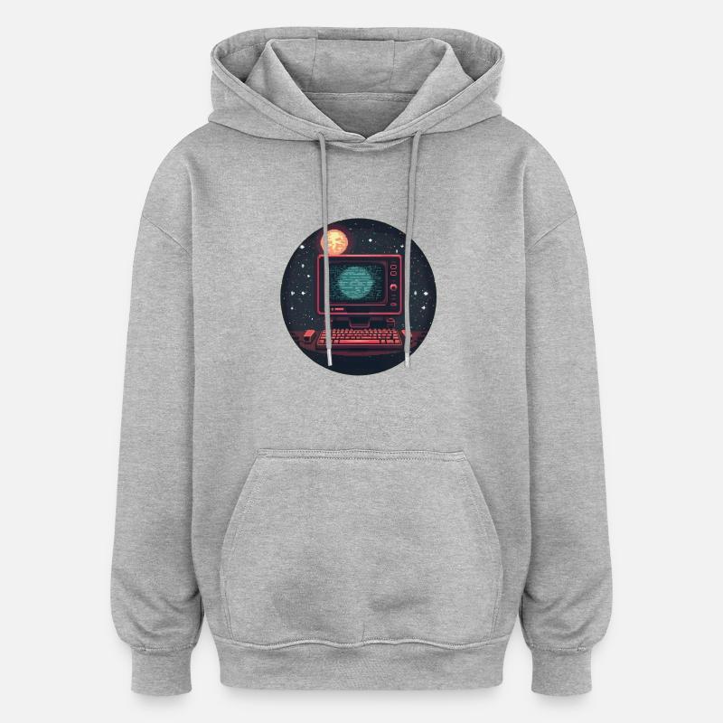 Galaxy Computer - Oversized Unisex Hoodie - Grau meliert