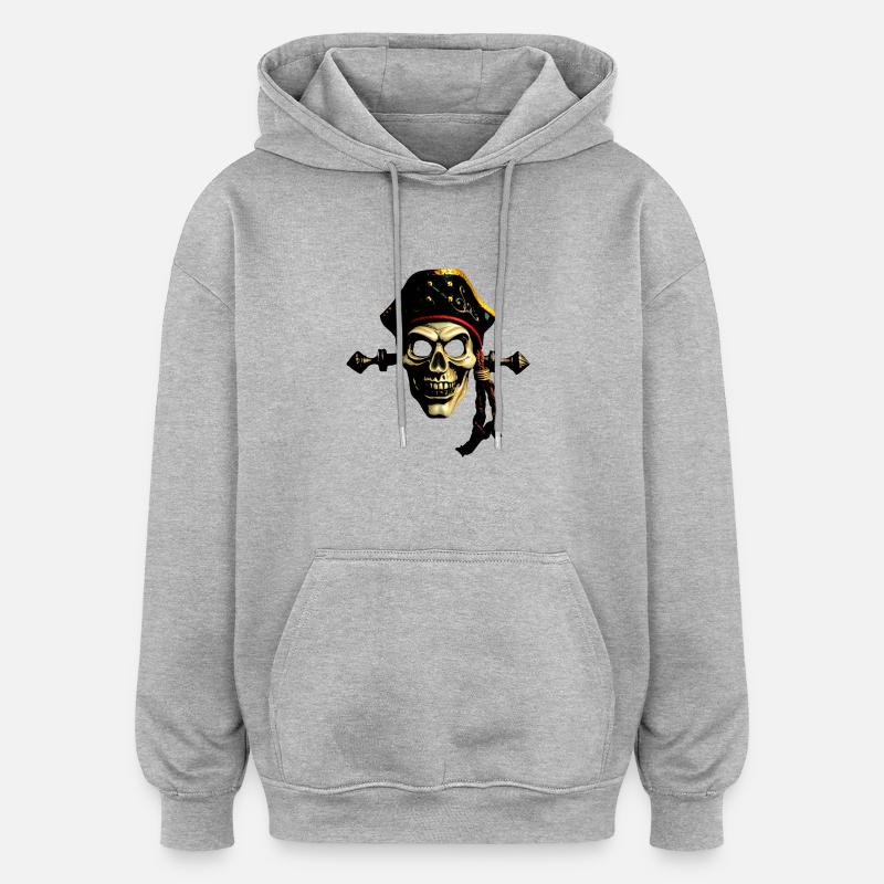 Bande dessinée pirate - Sweat à capuche oversize unisexe - gris chiné