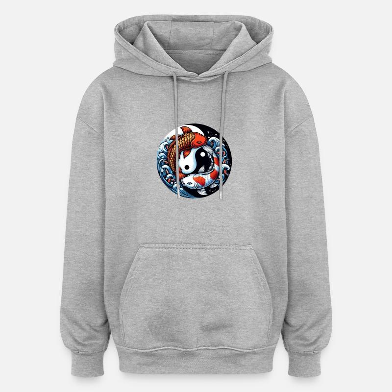 astro poisson 1 - Sweat à capuche oversize unisexe - gris chiné