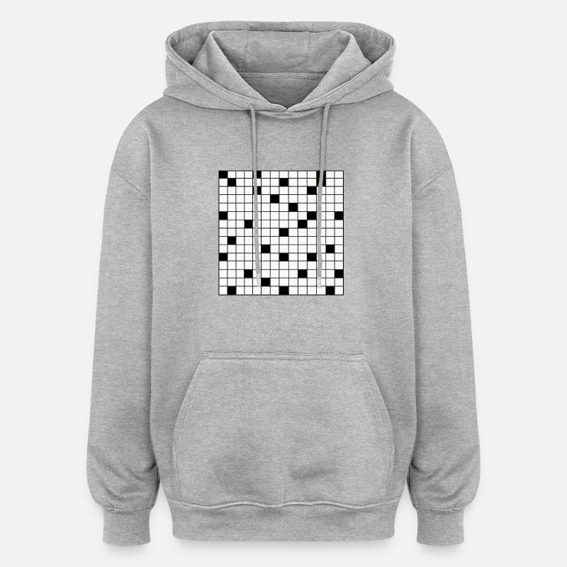 Mots croisés DIY - Sweat à capuche oversize unisexe - gris chiné