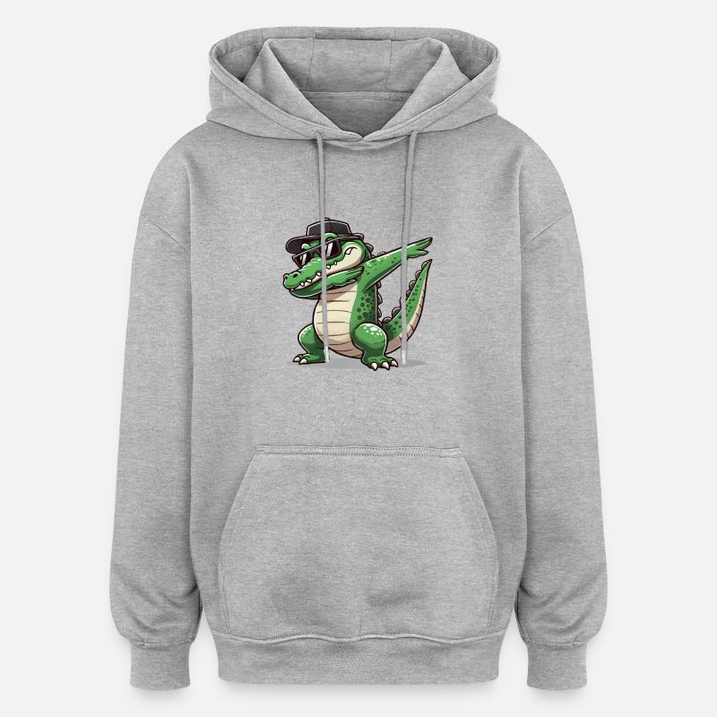 krokodil comic dabbing - Oversized Unisex Hoodie - Grau meliert
