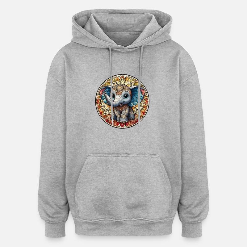 Indisches Mantra Elefant junior - Oversized Unisex Hoodie - Grau meliert