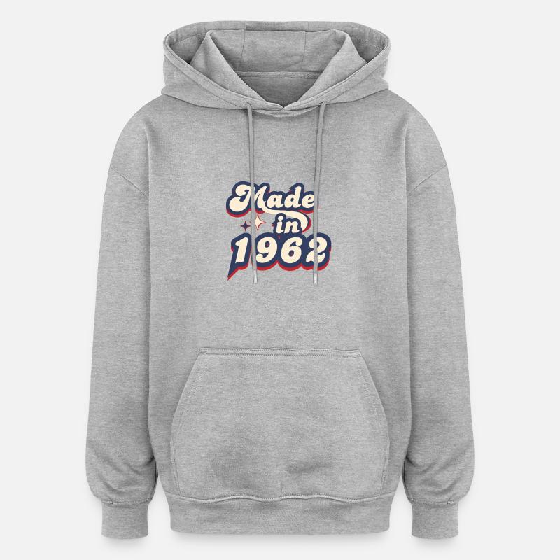 Made in 1962 retro - Sweat à capuche oversize unisexe - gris chiné