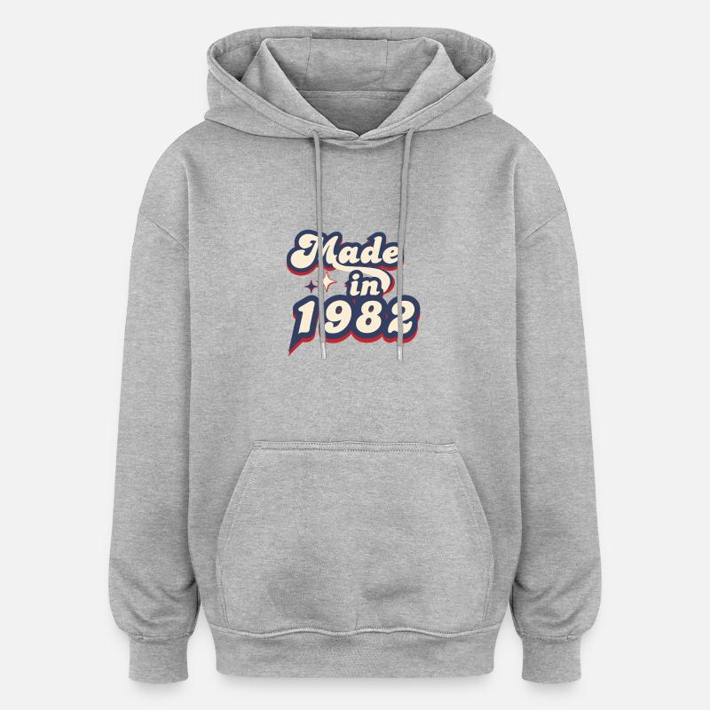 Made in 1982 retro - Sweat à capuche oversize unisexe - gris chiné