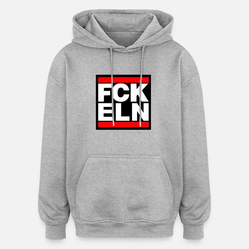 FCK ELN - Sweat à capuche oversize unisexe - gris chiné