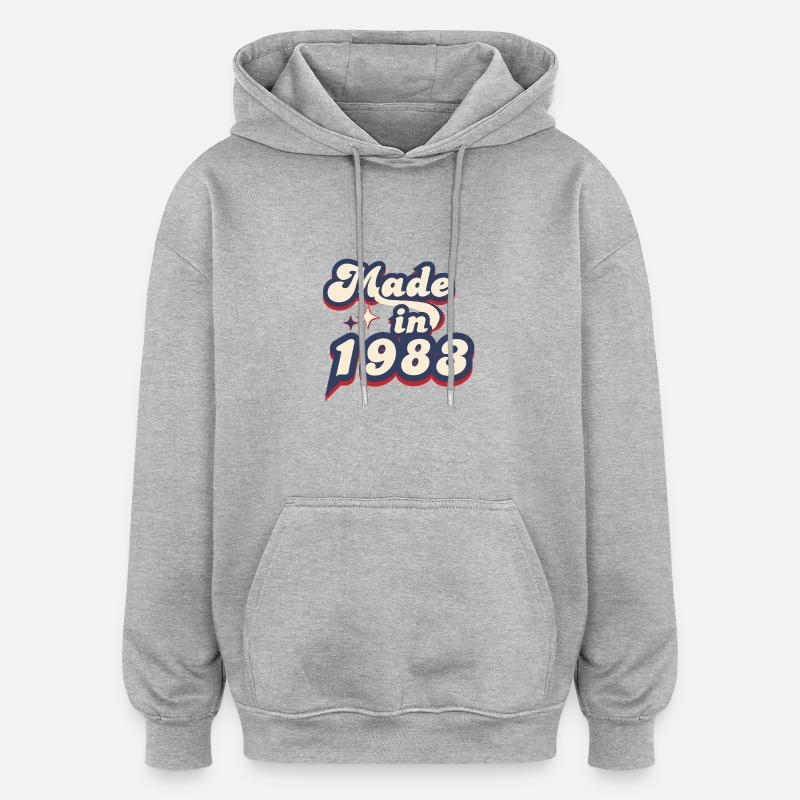 Made in 1983 retro - Sweat à capuche oversize unisexe - gris chiné