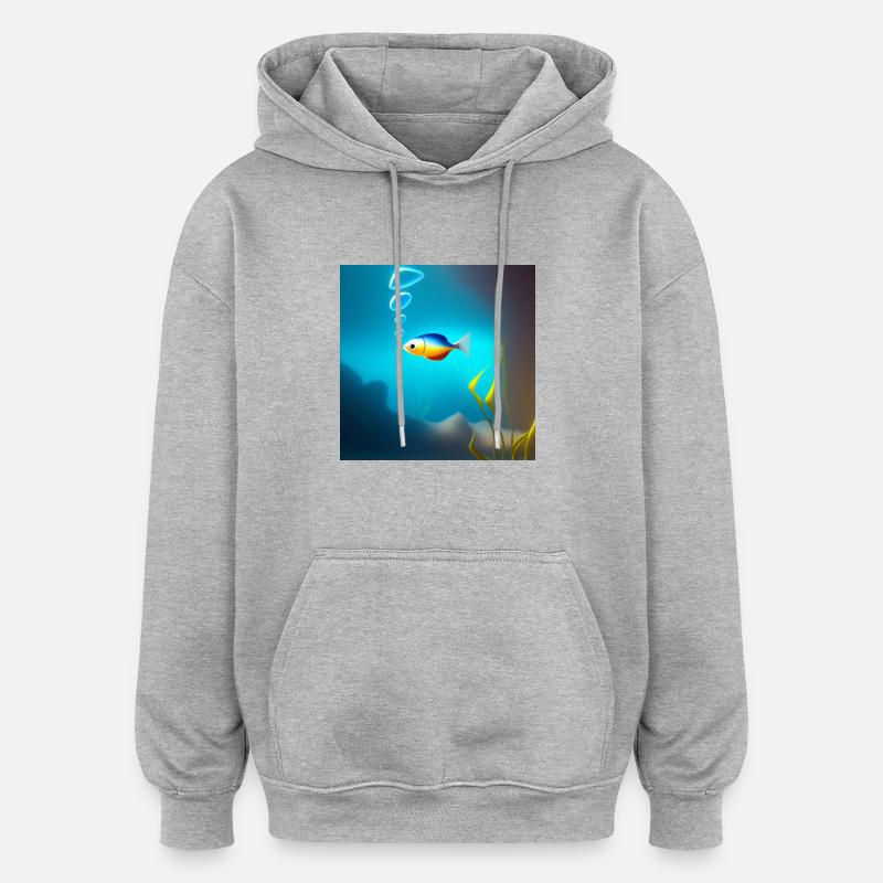 Poisson - Sweat à capuche oversize unisexe - gris chiné