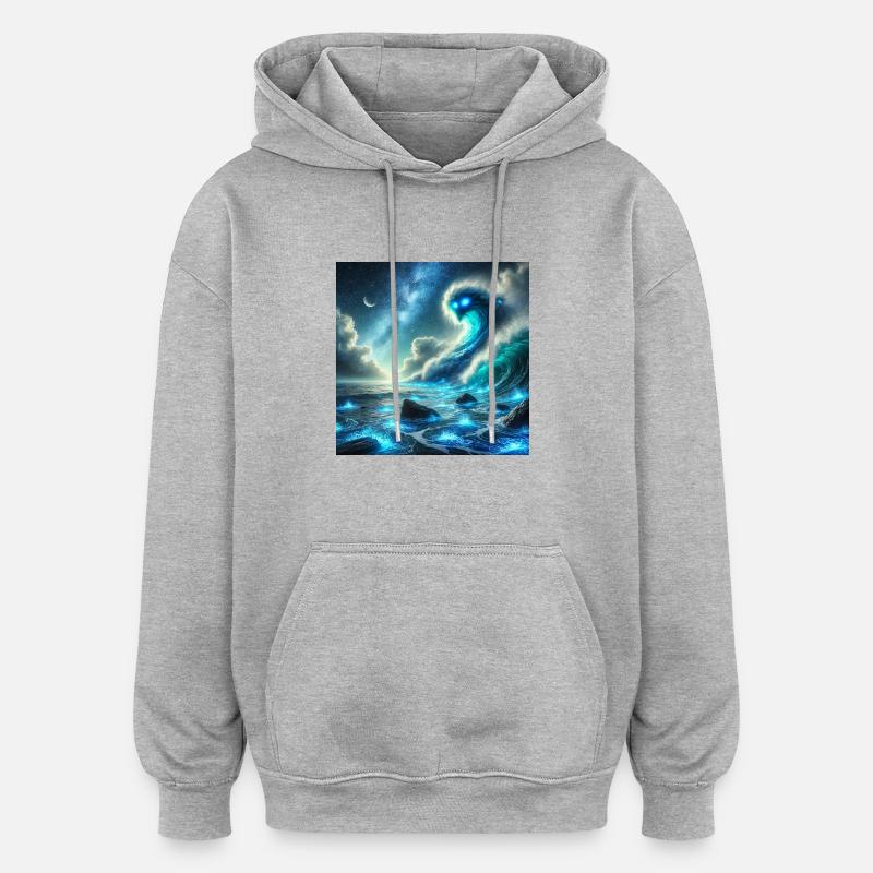 Islas Canarias Vagues IA - Sweat à capuche oversize unisexe - gris chiné