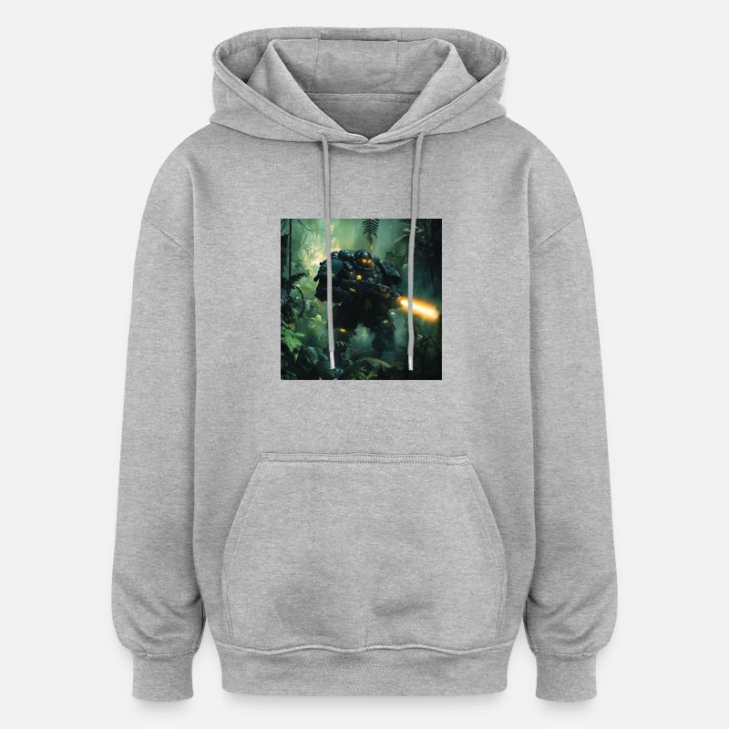 Guerrier de science-fiction3 - Sweat à capuche oversize unisexe - gris chiné