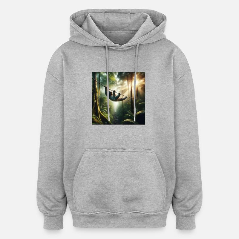 Sloth Wanderer SlackLine - Sweat à capuche oversize unisexe - gris chiné