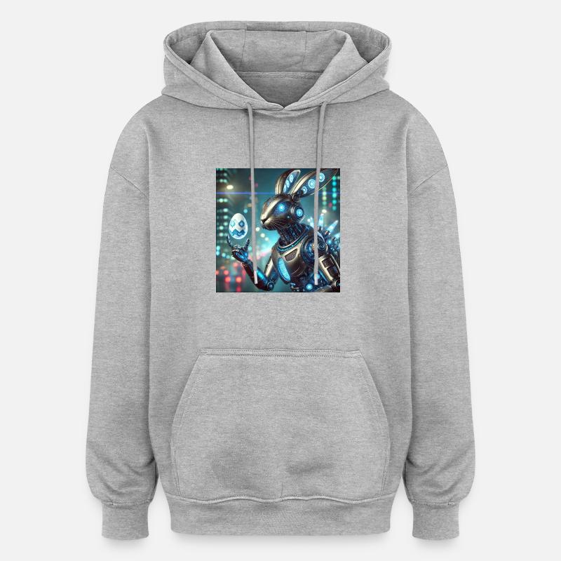 A futuristic Easter bunny - Oversized Unisex Hoodie - heather grey