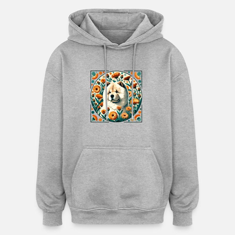 Chow Chow - Sweat à capuche oversize unisexe - gris chiné