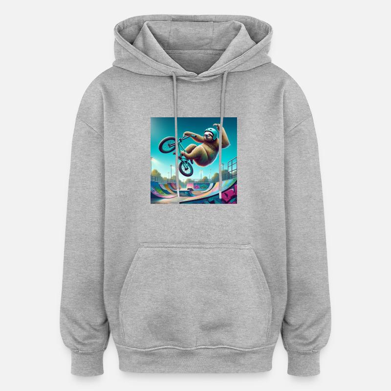 Sloth Wanderer BMX Freestyle - Sweat à capuche oversize unisexe - gris chiné