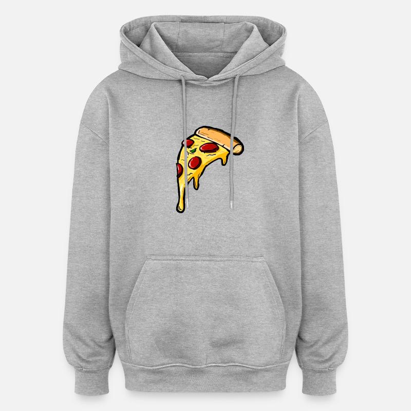 pizza - Sweat à capuche oversize unisexe - gris chiné