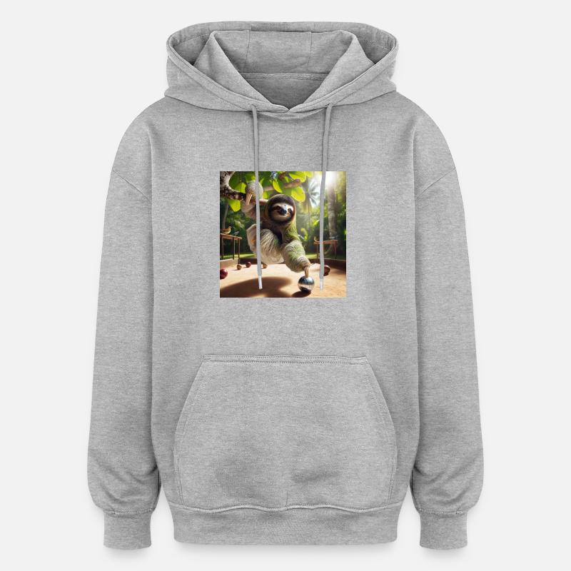 Pétanque Sloth Tramp - Sweat à capuche oversize unisexe - gris chiné