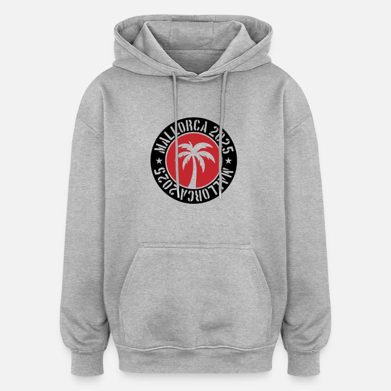 Majorque 2025 - Sweat à capuche oversize unisexe - gris chiné