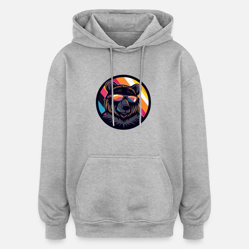 Bear Comic Cool Summer - Oversized Unisex Hoodie - heather grey