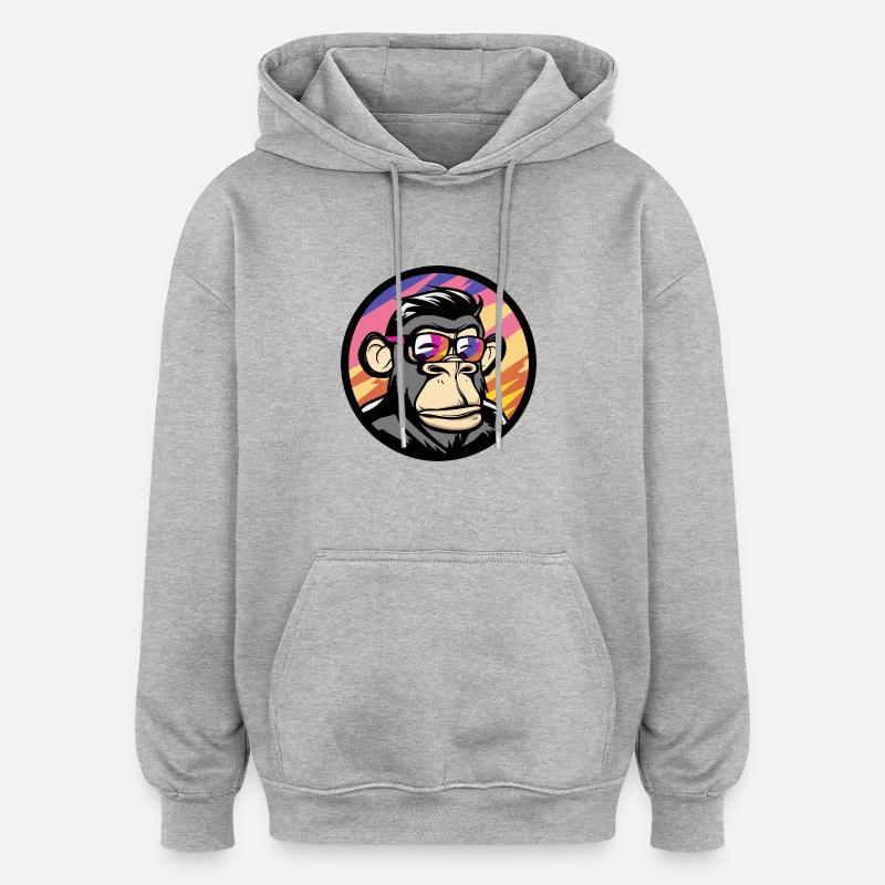 Monkey Comic Cool Summer - Oversized Unisex Hoodie - heather grey