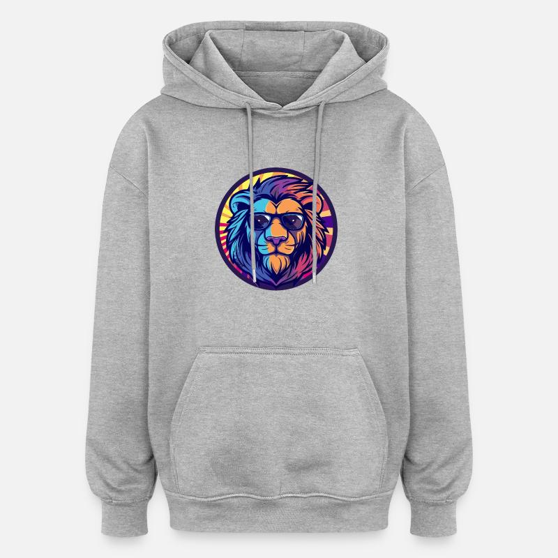Lion BD Cool Été - Sweat à capuche oversize unisexe - gris chiné
