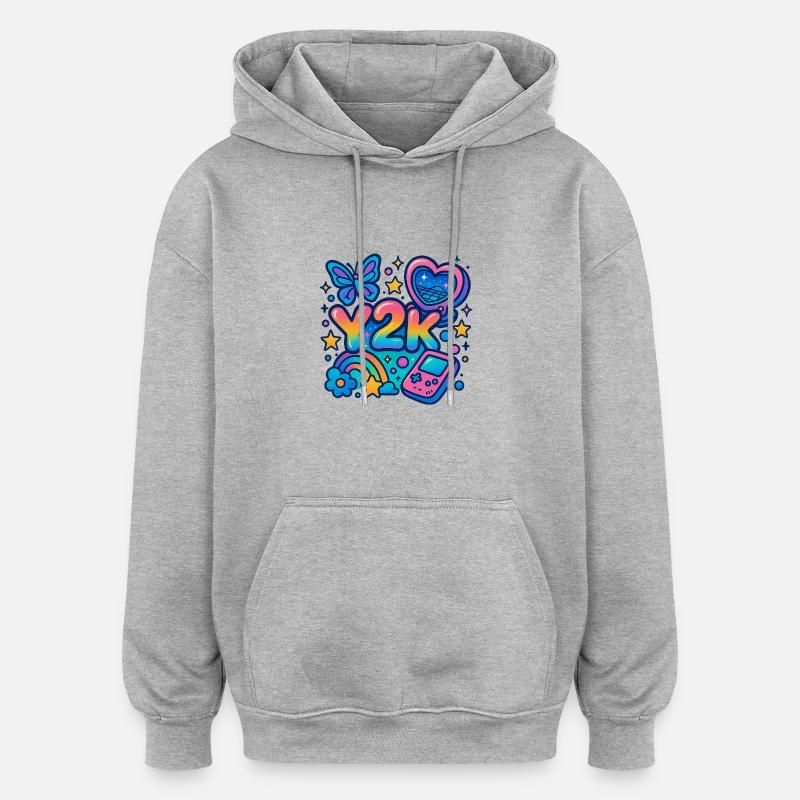 Y2K - Sweat à capuche oversize unisexe - gris chiné