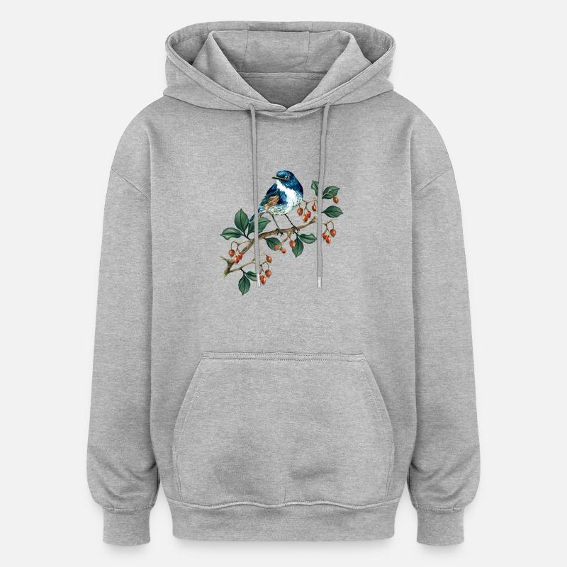 Bunter Vogel - Oversized Unisex Hoodie - Grau meliert