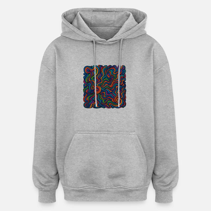 Graphismes psychédéliques - Sweat à capuche oversize unisexe - gris chiné