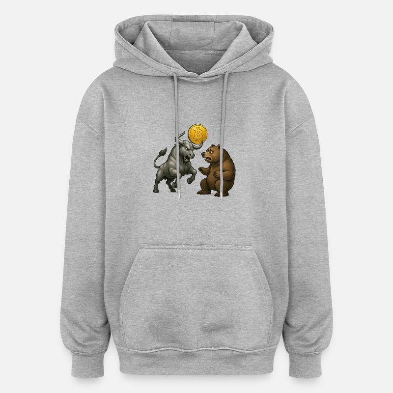 Bitcoin, course haussière - Sweat à capuche oversize unisexe - gris chiné