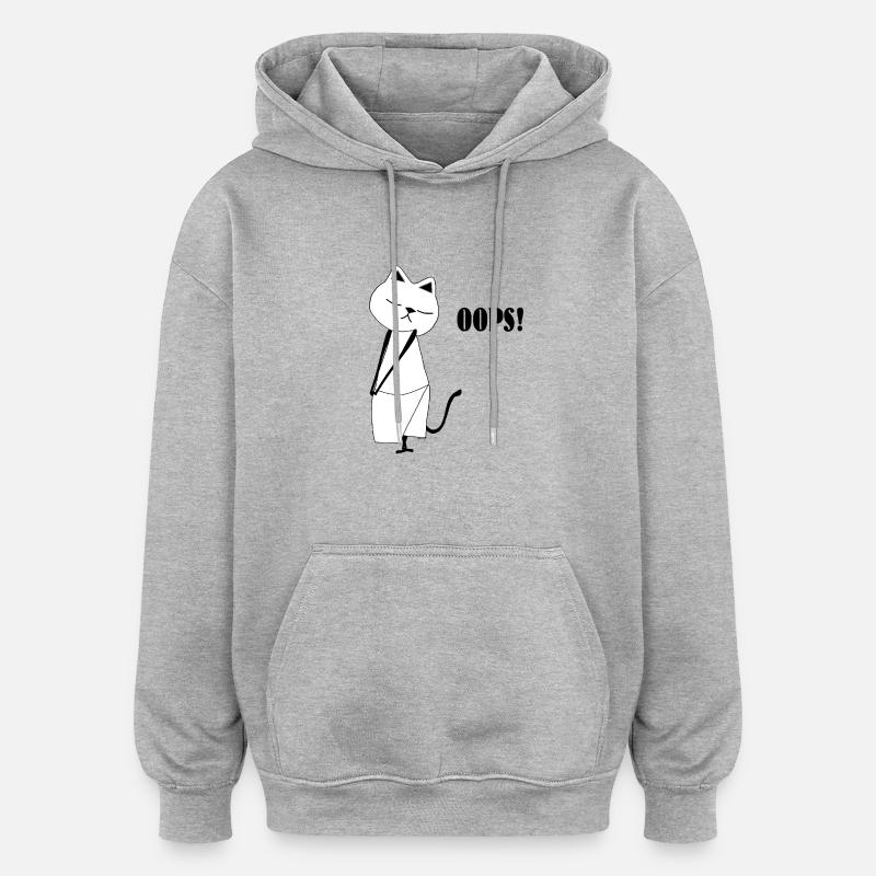 Nekochan Antonio Oops - Sweat à capuche oversize unisexe - gris chiné