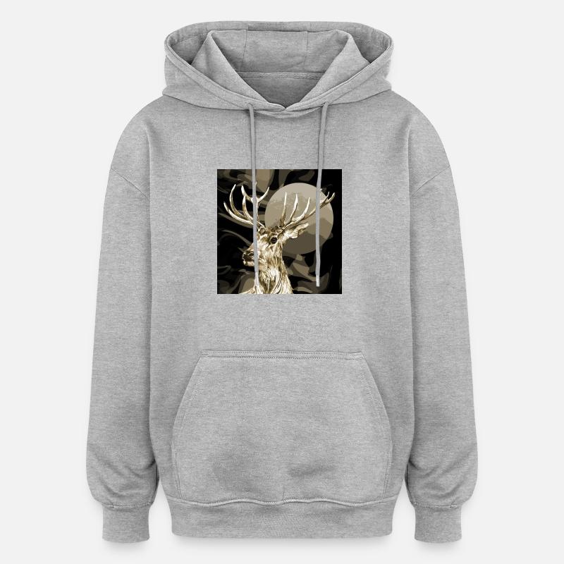 Cerf - Sweat à capuche oversize unisexe - gris chiné