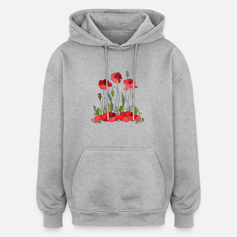 Fleur - Sweat à capuche oversize unisexe - gris chiné