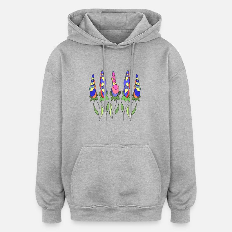 Fleur - Sweat à capuche oversize unisexe - gris chiné