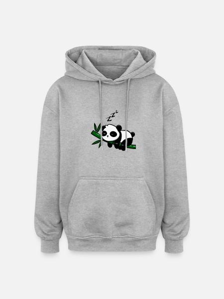 Pandodo - Sweat à capuche oversize unisexe - gris chiné